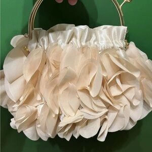 Elegant Cream Ruffle Handbag